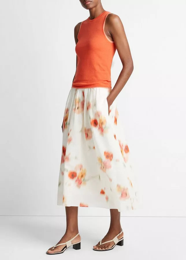 Vince Poppy Blur Gathered Skirt