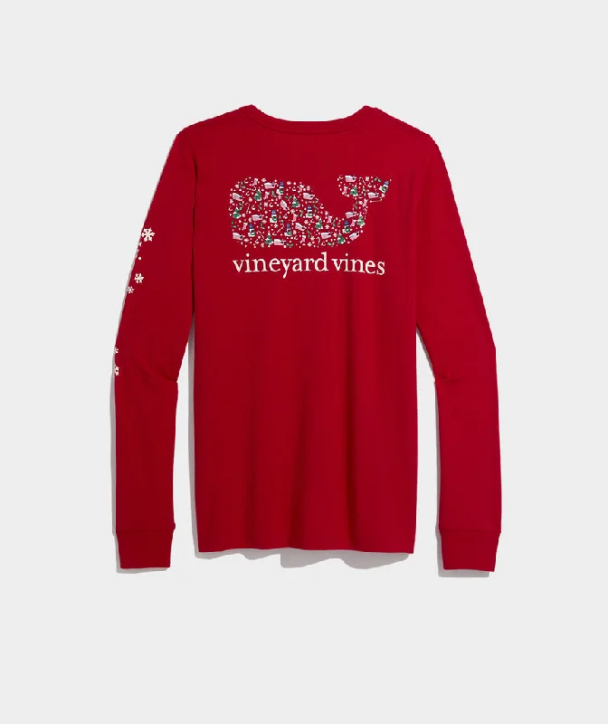 Vineyard Vines Women's Christmas Icons Whale Long-Sleeve Pocket Tee