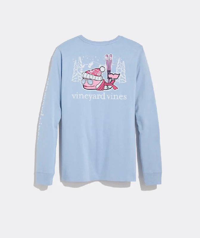 Vineyard Vines Women's Mountain Ski Whale Long-Sleeve Pocket Tee